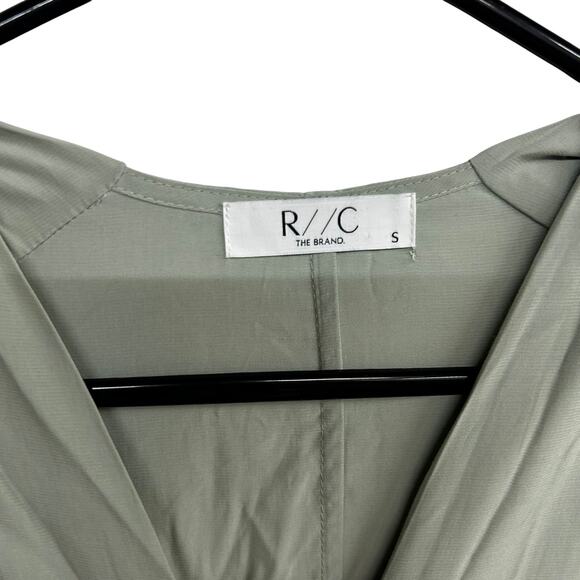 Effortless Chic Sage Maxi Dress r//c‎ Tie Front Minimalist Capsule Size S - Picture 7 of 9